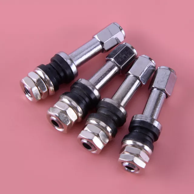 4x TR48 Stainless Steel Tyre Tire Valve Stems High Pressure Flush