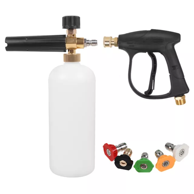 1/4" Pressure Washer Gun Car Wash Soap Lance Cannon Snow Foam Spray Bottle Kit