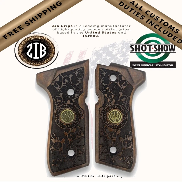 Crosse ZIB Grips Bois De Hêtre Pour Beretta 92/96 – Lot De 2 – Fait Main – Multi