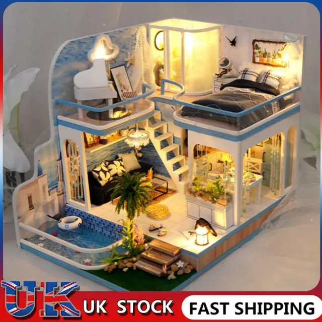❀ DIY Miniature Room Wooden Model House Kit with Dust Cover/Light/Accessories