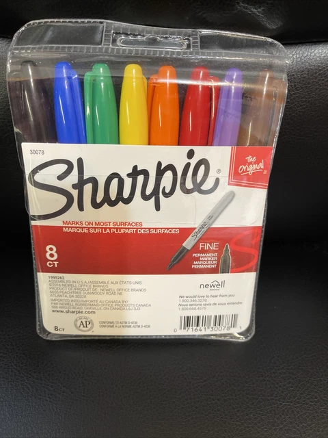Sharpie Permanent Markers 8 Pack Fine Point Asst Colors #229649 NEW