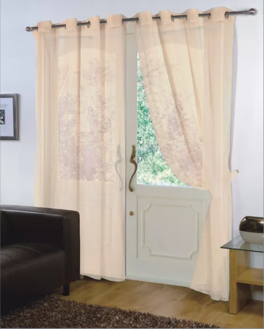 Paire de crème 59' x 72' filet voile / anneau panneau rideau supérieur + cravate arrière