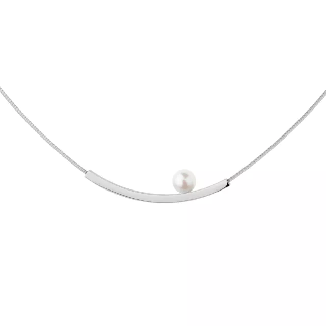 Collier Ernstes Design K818 Pendentif avec Perle Acier Inox Câble D'Acier