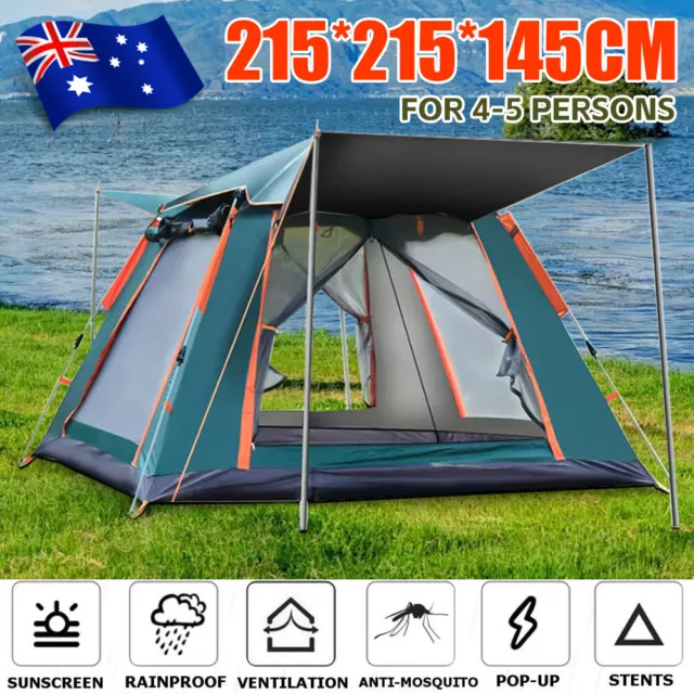 Instant Camping Tent 4-5 Person Auto Pop up Family Hiking Beach Sun Shade Camp