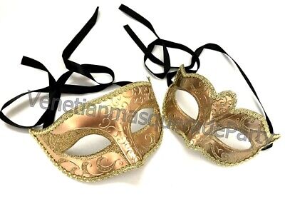 Gold Masquerade Mask Pair Costume Annivesary Birthday Wedding Bachelor Party