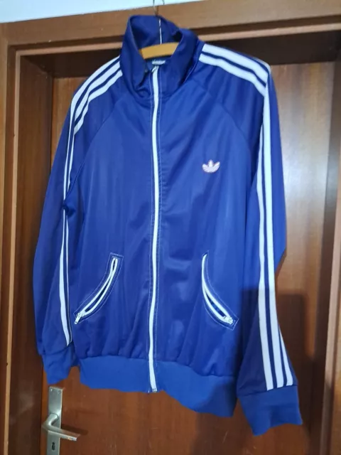 Alte Adidas Jacke Vintage Trainingsjacke  Gr. L /52 Schwahn Erzeugnis Blau 70er