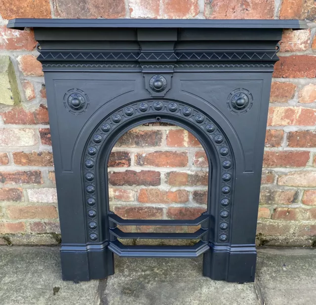 Beautiful Ornate Victorian Large Antique Cast Iron Fire Place Fireplace 18