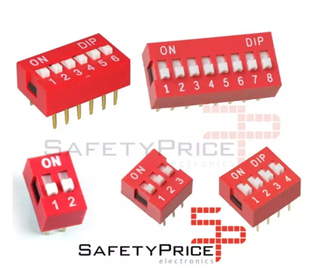 x3 Dip Switch 2 3 4 6 8 positions 2p 3p 4p 6p 8p ON OFF 2.54mm SP