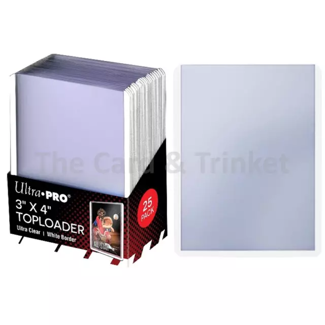 25 Ultra PRO White Regular 3x4 Card Toploaders Topload Holders Toploader Loaders