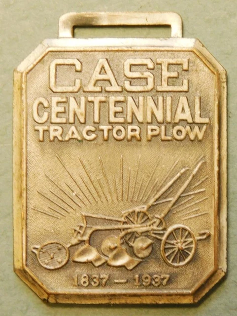 Case Centennial Tractor Plow Nickle Plated Watch Fob Shlf-1A-18#09