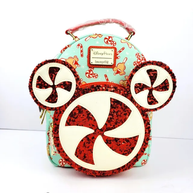 Loungefly Disney Parks Mickey Mouse Holiday Treats Mini Backpack Sequins