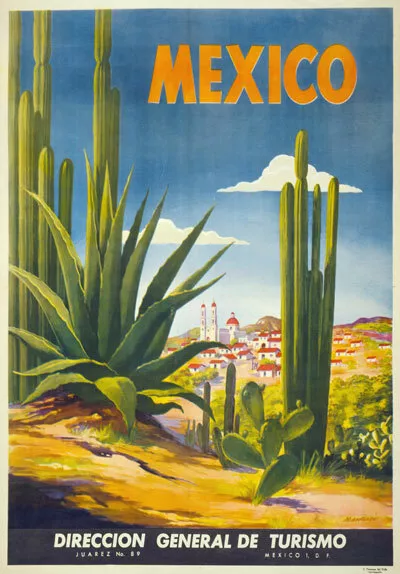 TX11 Vintage MEXICO Cactus Mexican Travel Tourism Poster Re-Print A4