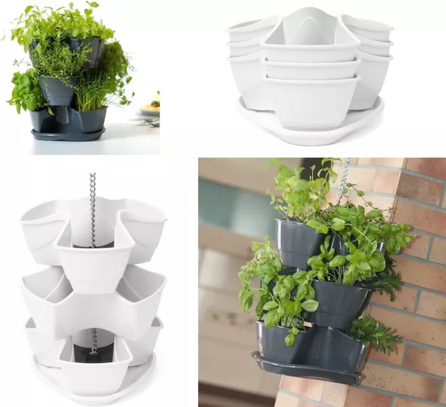 Vertical Herb Kitchen Planter Hanging Chain Garden Stackable Pot Herbal