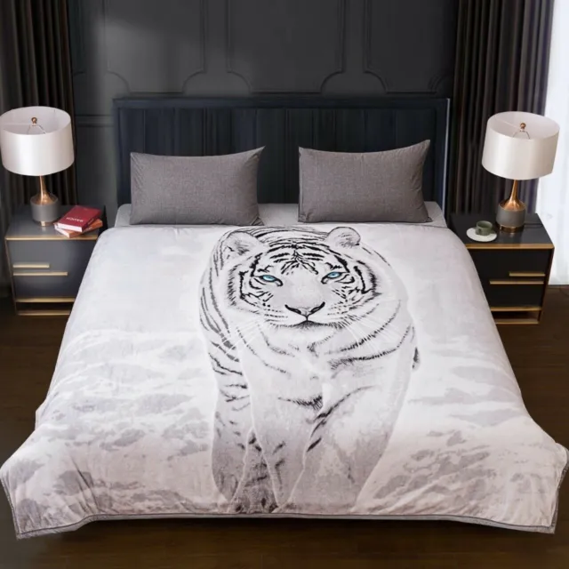 Luxury 3D Digital Print Mink Faux Fur Throw Animal Blanket Bed Sofa Double, King