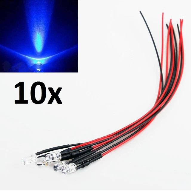 Buy 5mm 12v Pre-Wired Flickering/Candle Cool/Clear White LED - Ultra Bright (Pack Of 10) Online At Low Prices In India