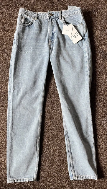 Mid Wash Blue Zara Mom Jeans High Waist. Size 10/Eu 38 £9.99 - Picclick Uk