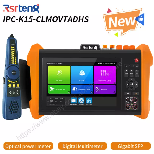 Rsrteng 7in IPS Screen AHD/CVI/TVI/SDI/CVBS CCTV Camera Tester K15-CLMOVTADHS