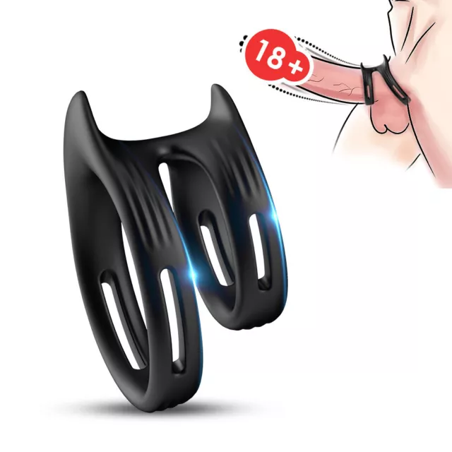 Double Ring Penis Ring, Stretchable Silicone Penis Rings, Cockring for Men 2