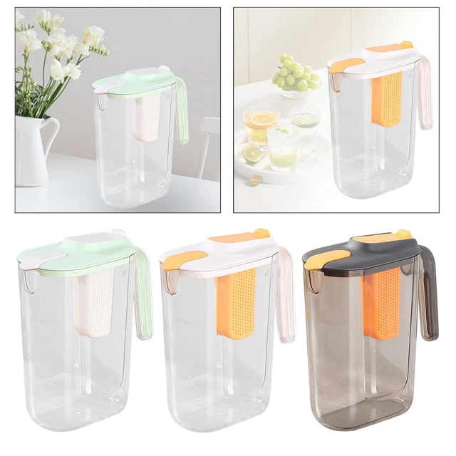 6 Transparente Saftkaraffen Mit Deckel – 1,4 L, PET-Kunststoff, Bruchsicher, Quadratischer Boden, Für Kühlschrank & Party