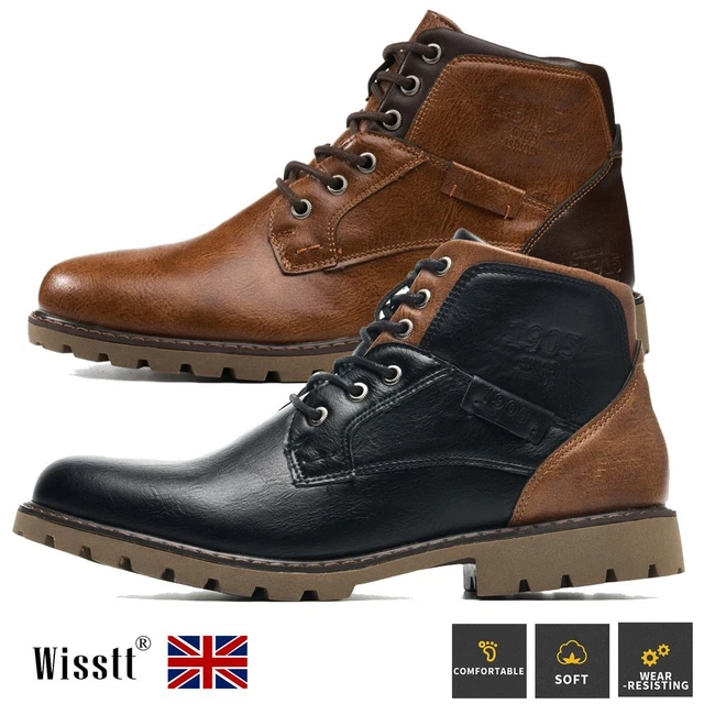 Men's Boots Retro Work Boots Platform Boots Walking Casual Daily Leather