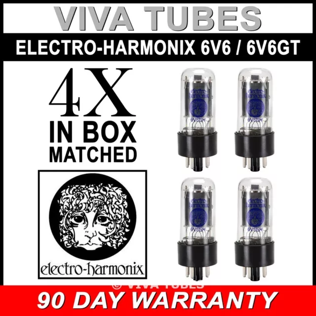 Nuevos tubos de vacío Electro-Harmonix 6V6 6V6GT Quad (4) a juego actual