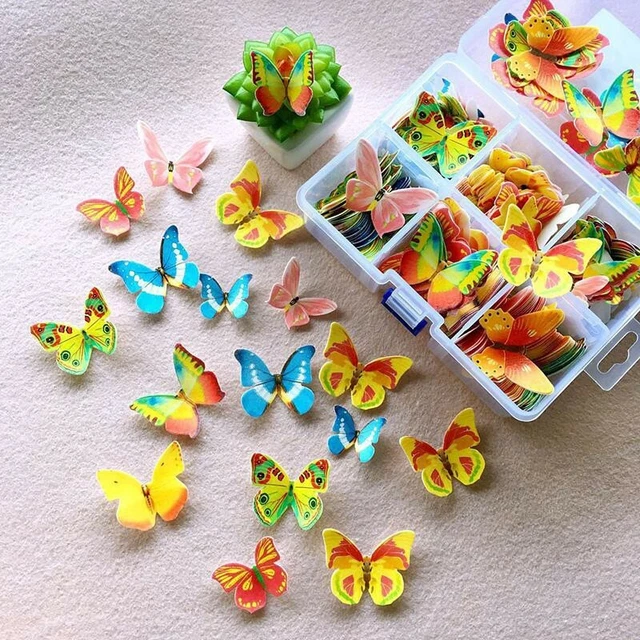 35PCS MIXED BUTTERFLY Edible Wafer Rice Paper Cake Cupcake Toppers Decoration 3.58 PicClick