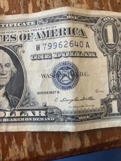 Very Rare $1 Silver Certificate Usa Bank Note 1957 Blue Seal Series B