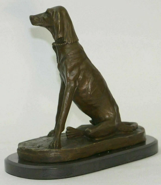 ART  Bronze Statue Hand-carved BASSETT HOUND DOG Animals Sculpture French Sale
