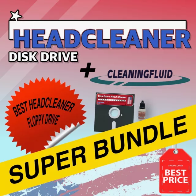 Disk Drive Head Cleaner Floppy DRIVE 5.25” APPLE COMMODORE + Cleaning Fluid 10ML