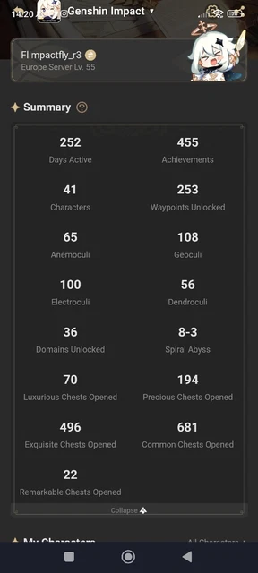 Compte Genshin Impact AR 55 - Serveur EU - Pour PC - Neuf (accès Non Utilisé)