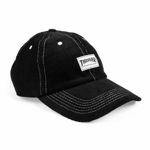 Thrasher Magazine Corduroy Old Timer Logo Skateboard Hat Black Cap Mens