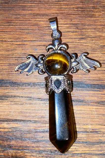 Tigers Eye Angel Wings Crystal pendant
