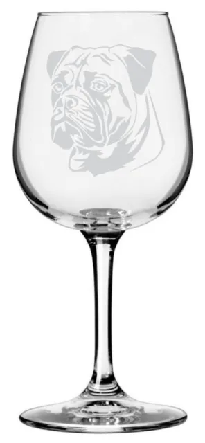 Bullmastiff Dog Themed Etched All Purpose 12.75oz Wine Glass