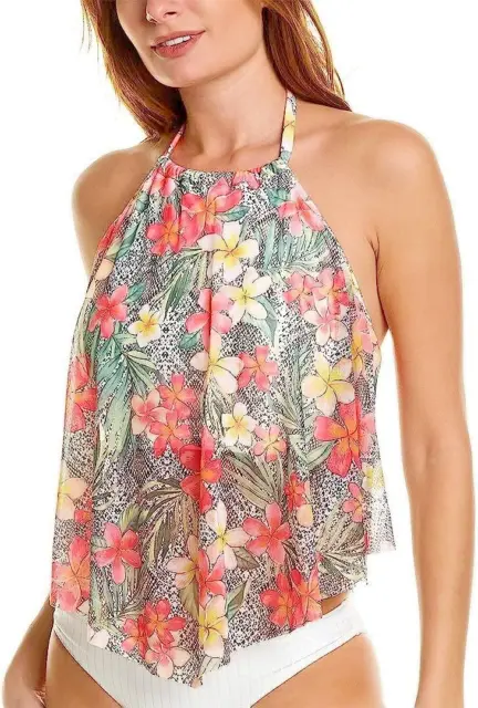 NEW COCO REEF 38DD Mesh Floral Flyaway TANKINI TOP Swimsuit High Neck DD Cup 38