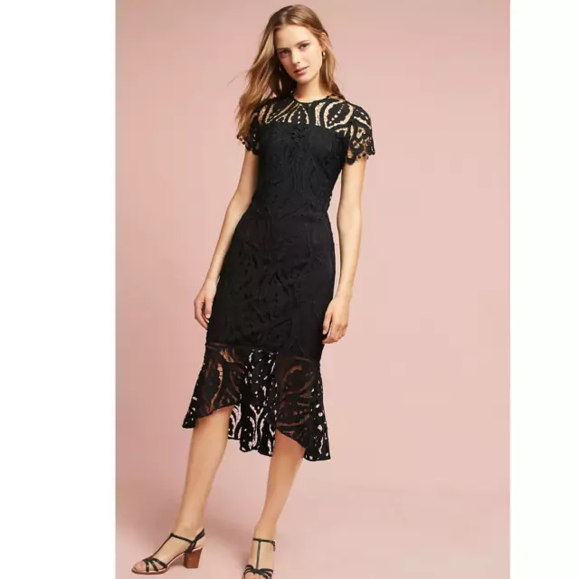 New Anthropologie SHOSHANNA Zinnia Lace Dress $418  SIZE 6P 6 PETITE  Black