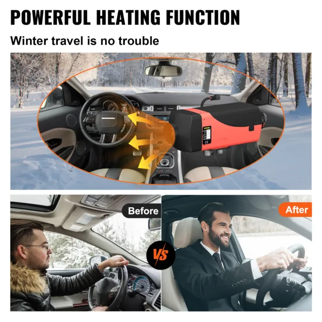 2KW 12V Chauffage Diesel Air Heater Commande LCD avec Silencieux Camion Auto 3