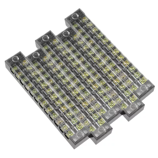 5Pcs 12 Positions Dual Rows 600V 15A Cable Barrier Block Terminal Strip TB-1512L