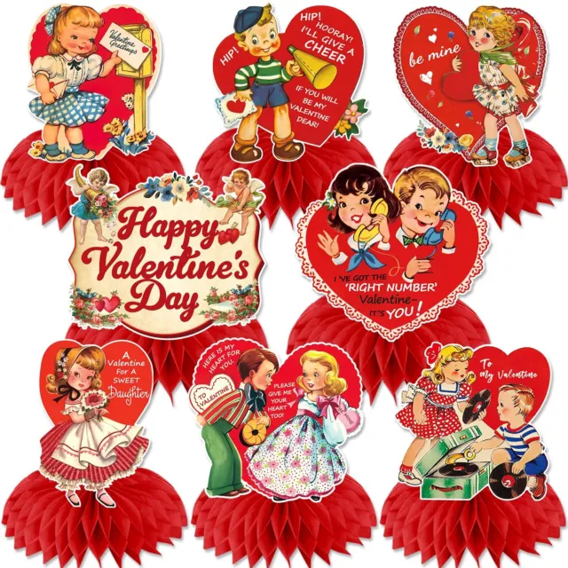 Vintage Valentine Decorations 8Pcs Vintage Valentines Day Honeycomb Centerpiece