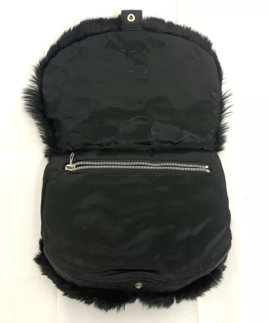 Vintage 50's Genuine Black Real Fur Hand Muff Warmer With Bag Compartment 3