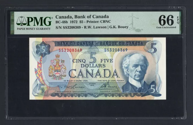 Canada 5 Dollars 1972 BC-48b Uncirculated Grade 66