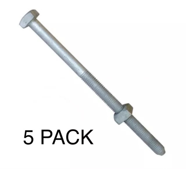 5 PACK Galvanized 5/8” x 12” Square Head Lag Bolt w/ Nut