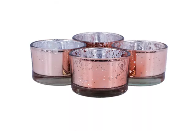 4 Teelichthalter 51x33mm Teelichtgläser Kerzenhalter Teelichtglas Set rosegold