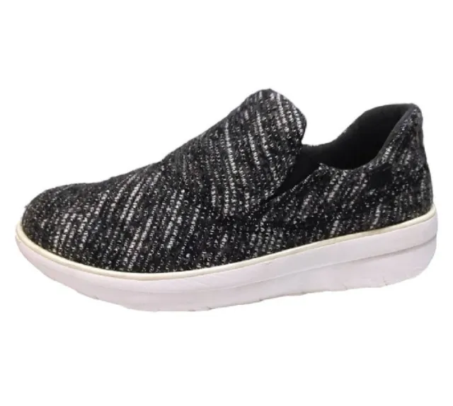 Fit Flop Heather Black Knit Platform Slip On Comfort Sneakers Women's Size 7.5