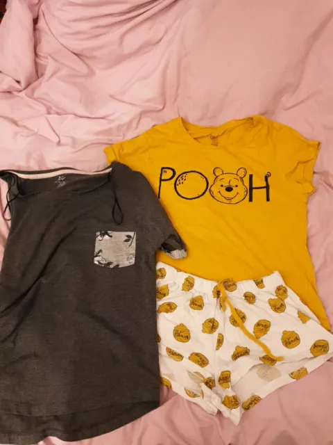 Primark Ladies Disney Winnie The Pooh T-shirt Shorts Pyjama Pajama Pj Set Cotton