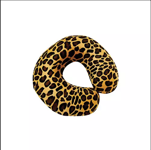 Tan Leopard Animal Print Soft Memory Foam Travel & Support Neck Cushion Pillow