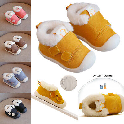 Girls Boys Baby Toddlers Warm Party Kids Soft Fur Lined Ankle Boots Shoes Size