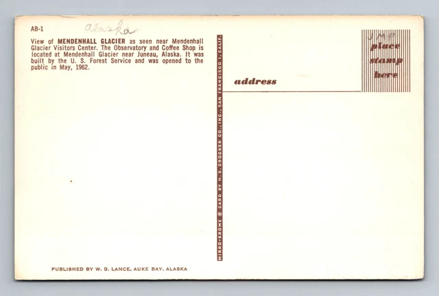 Juneau, AK-Alaska, View Of Mendenhall Glacier Antique, Vintage Postcard 2