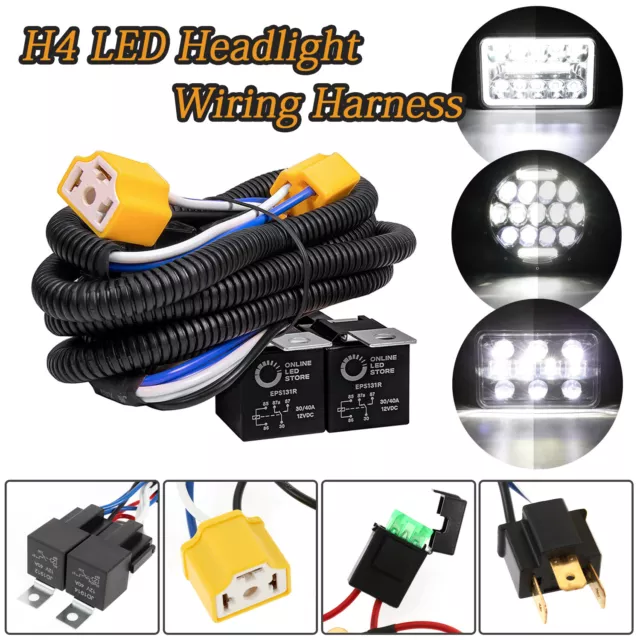 H4 LED Headlight Brightness Intensifier Wiring Harness Kit For Ford F-150 F-250