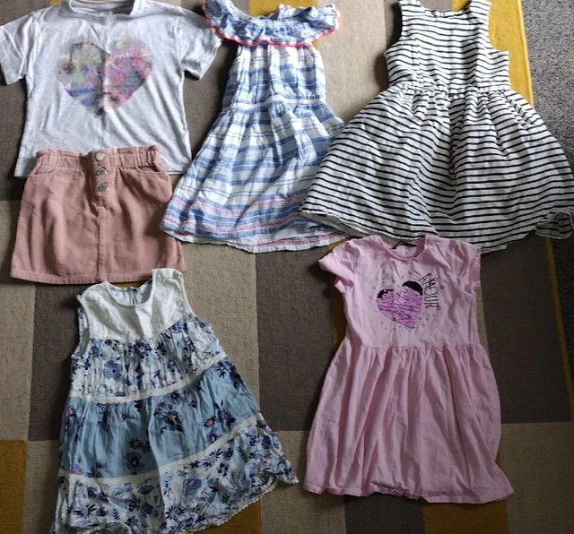 Girls Bundle Of 4 Dresses, Top & Skirt Age 6-7 Years Excellent Condition