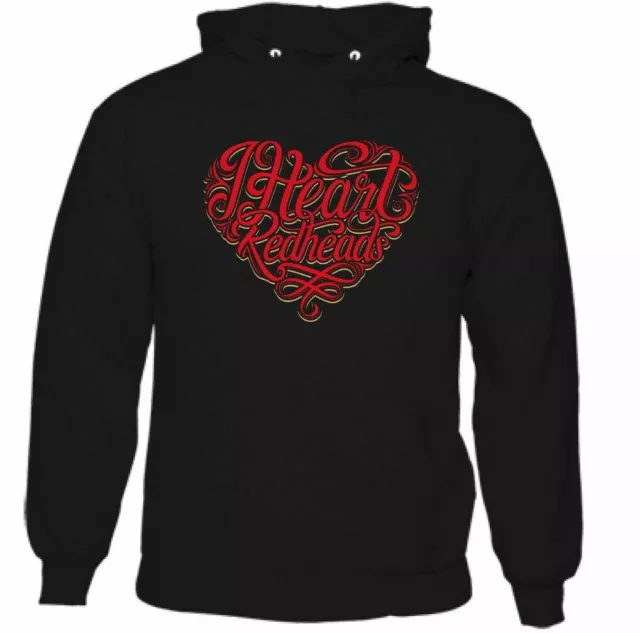 I Cuore Rosso Teste Uomo Felpa con Cappuccio Divertente San Zenzero Love Capelli